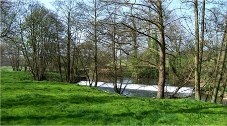 Fishing in the river at Barrow Farm, Rode, Frome, Somerset